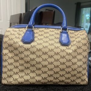 Michael Kors letter satchel bag with royal blue handles-very gently used